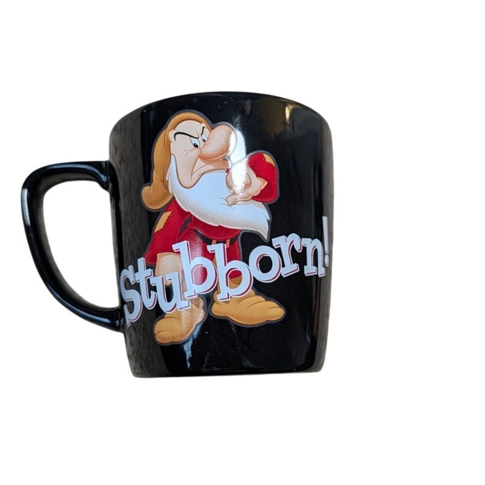 Disney Parks Grumpy Stubborn No Coffee Mug Black Red Ceramic Snow White 12 oz